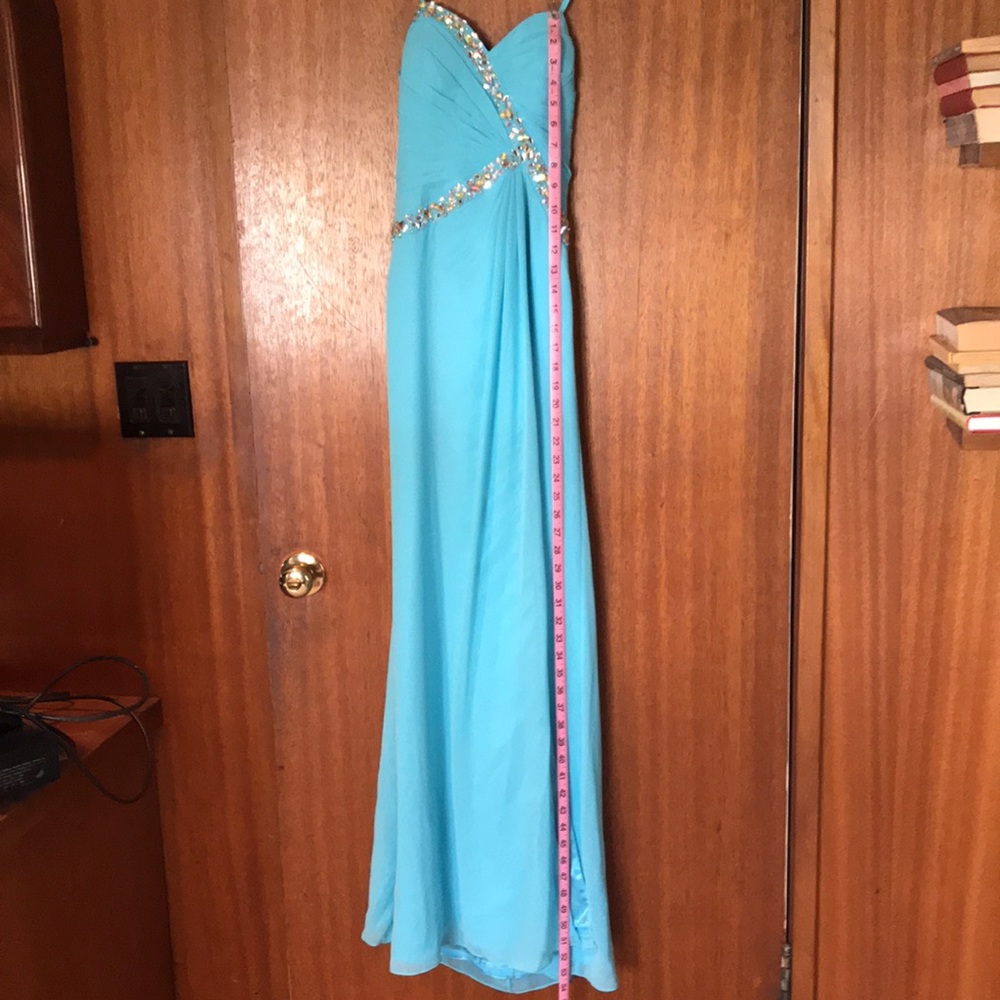 Blue Faviana Prom Dress w rhinestones size 0 - Picture 12 of 17